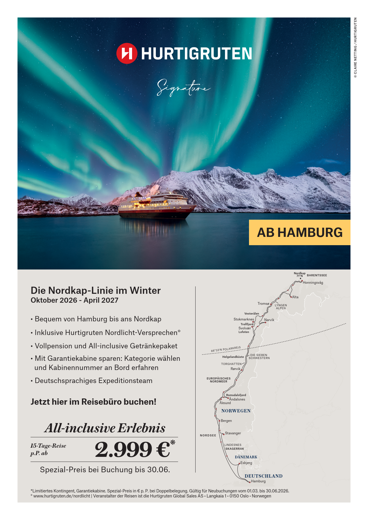 Hurtigruten Nordlicht All-Inklusive ab 2999.- €